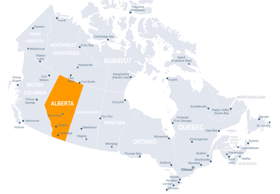 Alberta Kanada Karte