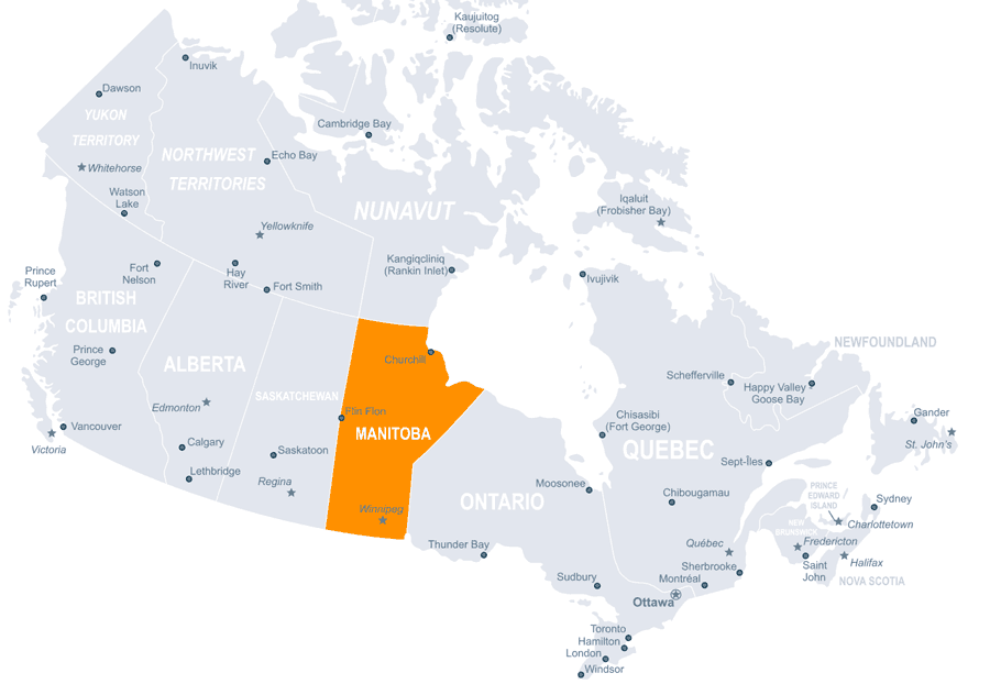 Kanada Karte Manitoba