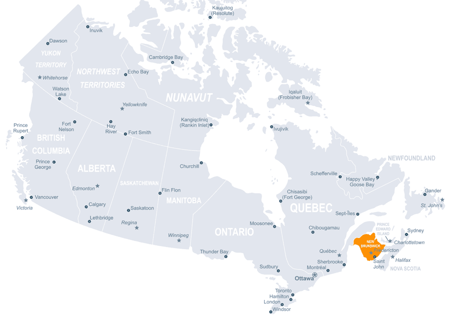 Neubraunschweig Karte, Kanada