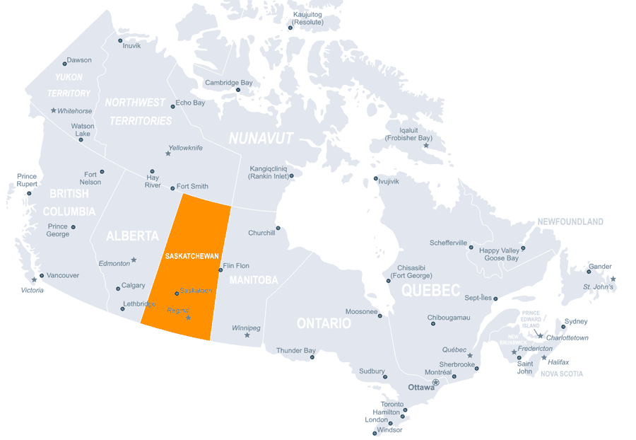 Kanada Karte Saskatchewan