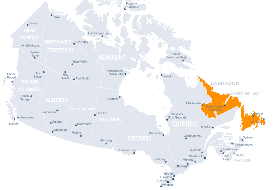 Kanada Karte Neufundland und Labrador