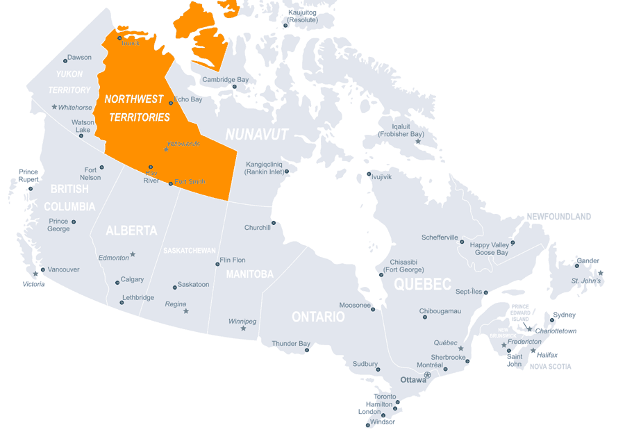 Northwest Territories Kanada Karte